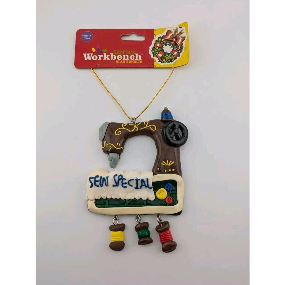Trim A Tree Sew Special Seamstress Ornament Handmade Clay Sewing Machine VTG